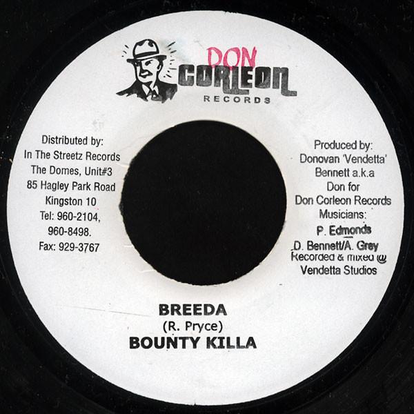 

7inch Record BOUNTY KILLER - Breeda none Don Corleon Rec 2003 Jamaica Reggae, Ska & Dub Used