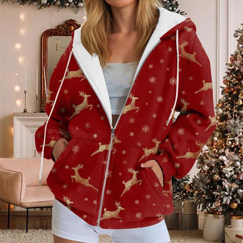 Fall Hoodies for Women Women's Sweatshirt Christmas Graphic Hoodies Casual Long Sleeve Loose Pullover Tops With Ladies Fall Tops