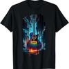 Acoustic Guitar Fire and Water Graphic T Shirt Soft Breathable Cotton Crew Neck Tee for Unisex