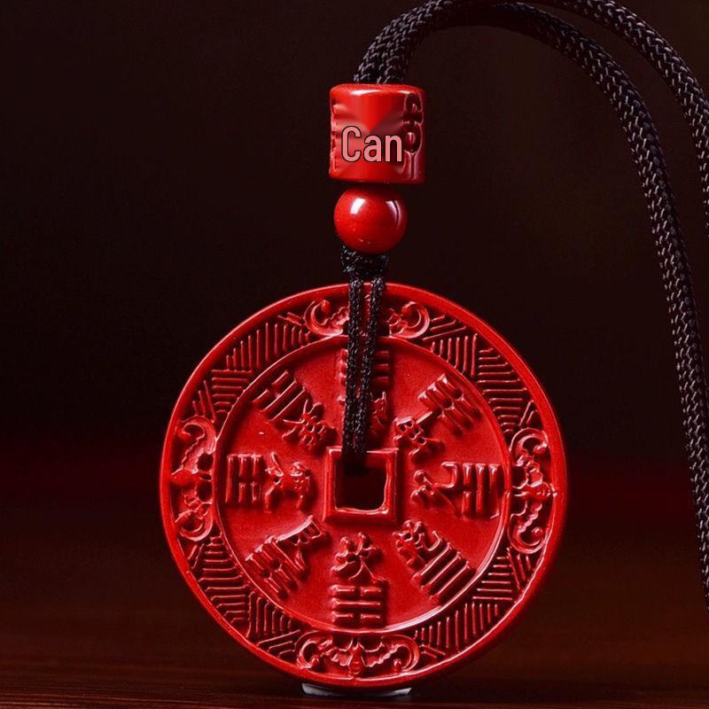 Zinnober Berg Geisterblume Anhänger Halskette mit Bagua Anhänger für Männer und Frauen