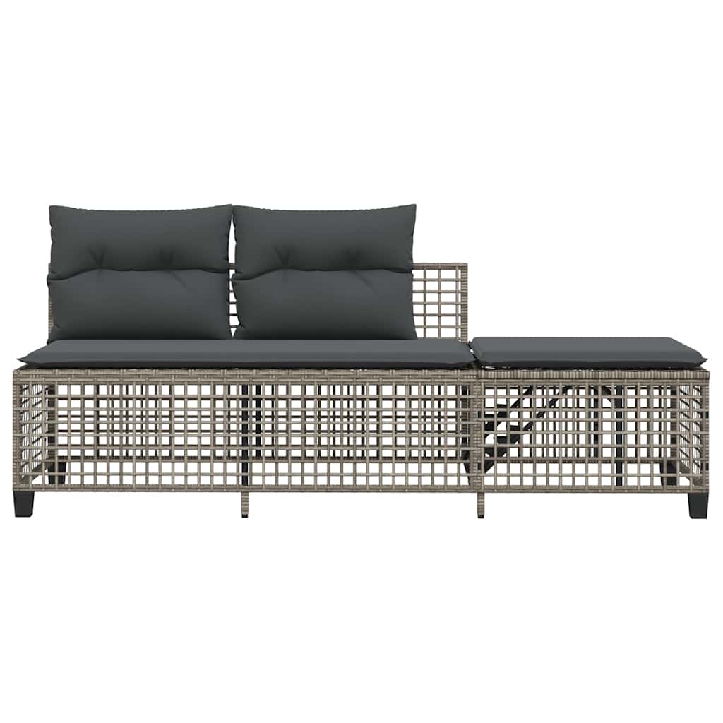 3 Piece Garden Corner Sofa Set with Cushions Grey Poly Rattan