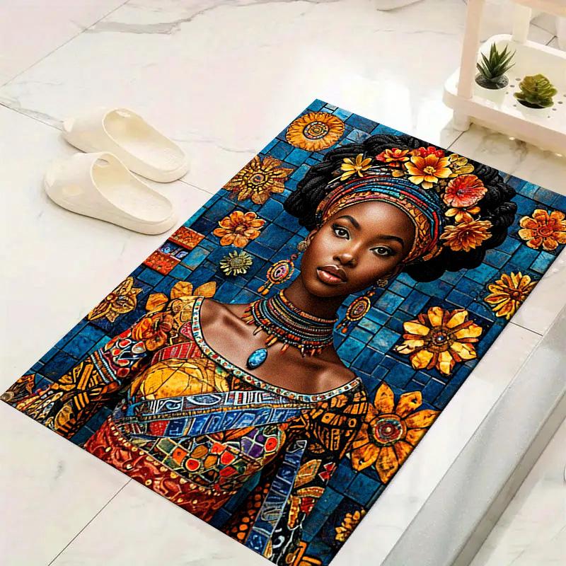 African Women Carpet Rug for Living Room Bedroom Home Sofa Decoration,Kids play Non-slip Floor Mat