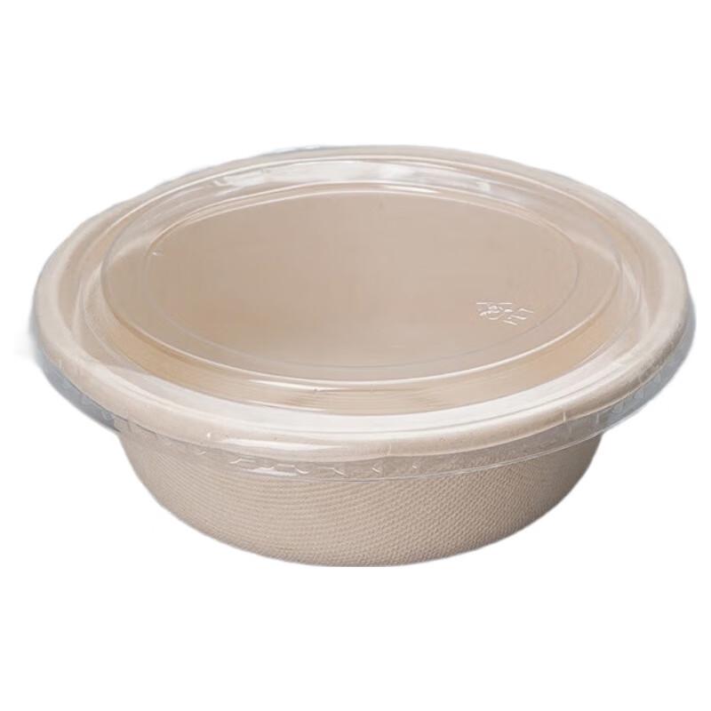 Xiao Yue Ya 500ml Biodegradable Pulp Disposable Bowls with Lids, 50-Pack