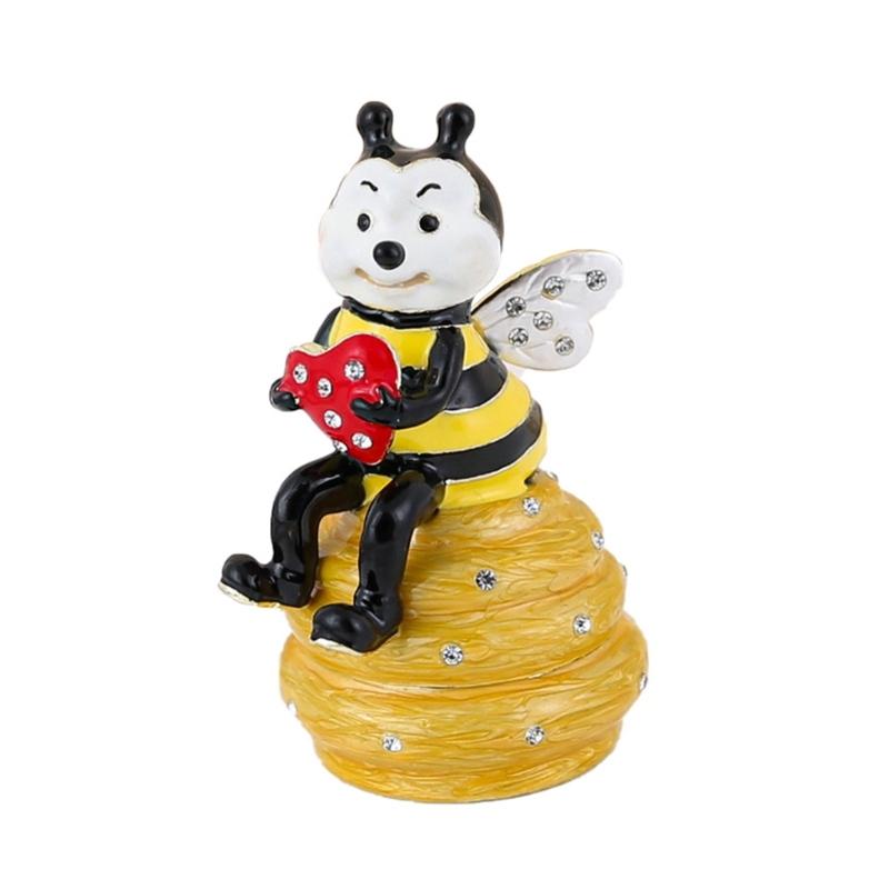 

Hand Carved Bees Designs Enamel Trinket Box For Home Decoration Storage Container For Necklaces Rings And Earrings 1