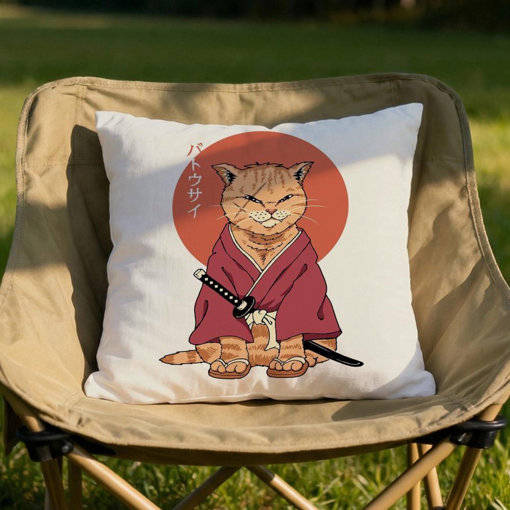 Japanese Style Cat Cushion Cover Soft Reversible  Durable Pillow Cover  MultiScene Use for Home  Car Daily Comfort