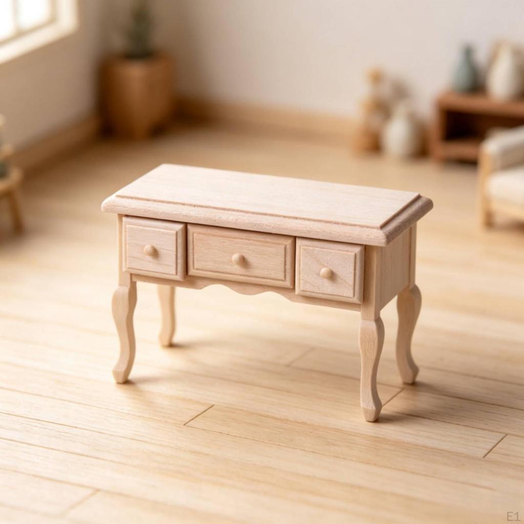 Dollhouse Table with Drawers Rectangular Furniture Detailed for Collectors