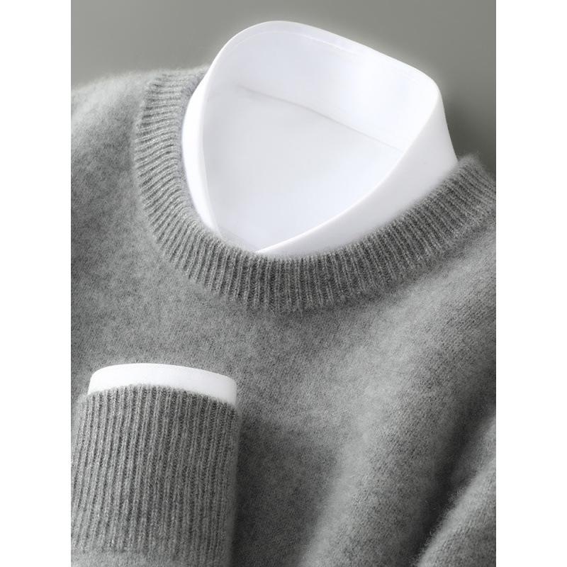 Men's 100% Wool Half-High Neck Sweater - Versatile Natural Fiber Knitwear for Autumn/Winter