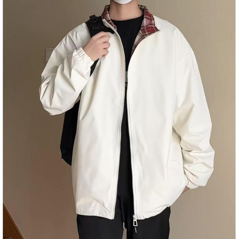 New Spring Autumn Mens Vintage Designed Plaid Patchwork Jacket Collarless American Style Lapel Couples Coat