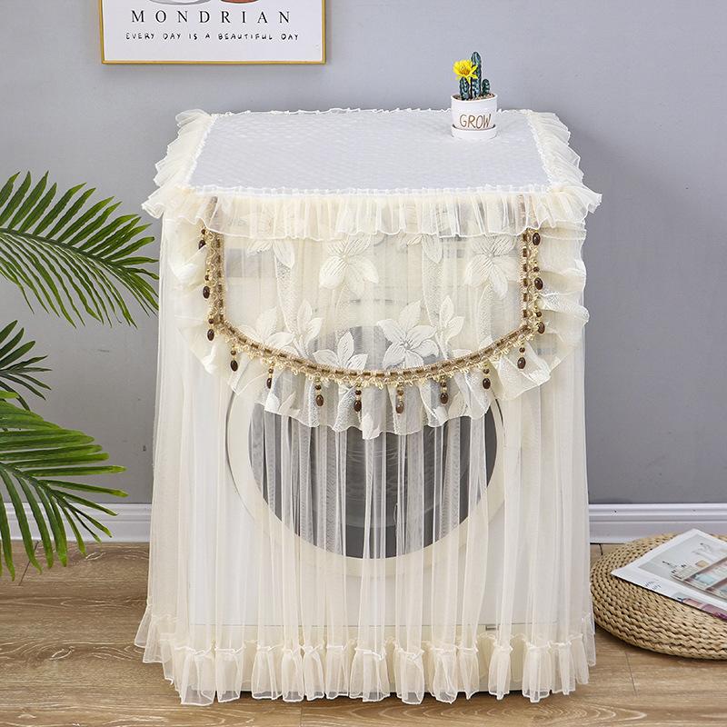 1 шт. полиэстер универсальный чехол для стиральной машины дышащий барабанного типа стиральная машина прозрачный пылезащитный чехол кружевной тюль