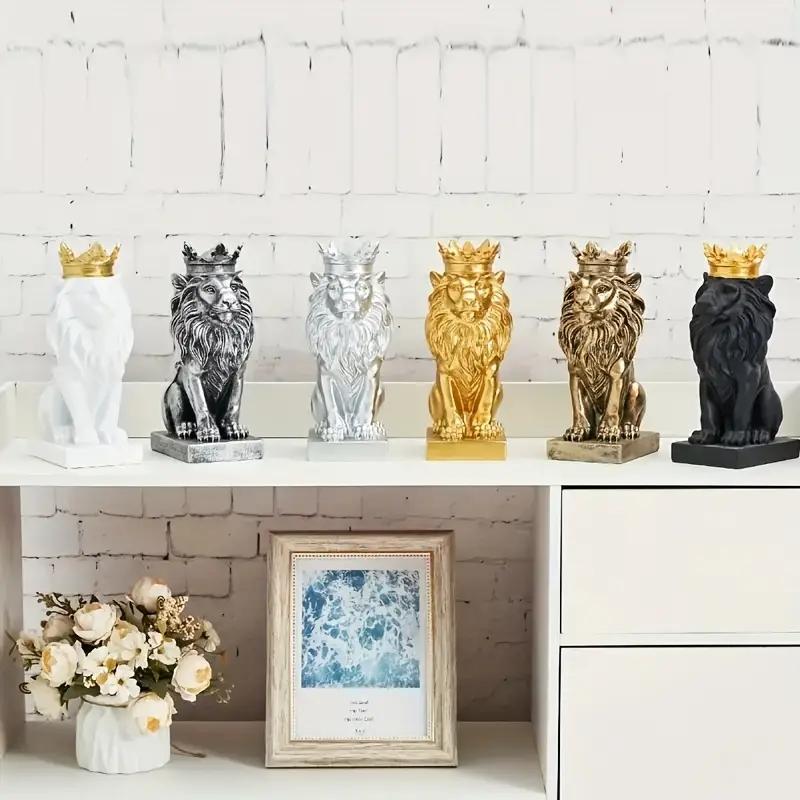 Creative Lion Statue Crown Lion Statue Handmade Art Gift Home Office Decoration Living Room Desk Home Decoration