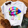 Lippen Reine Baumwolle Bedruckt Unisex und Damen Modetrend T-Shirt Sommer Neu Personalisiert Rundhals Locker Lässig T-Shirt