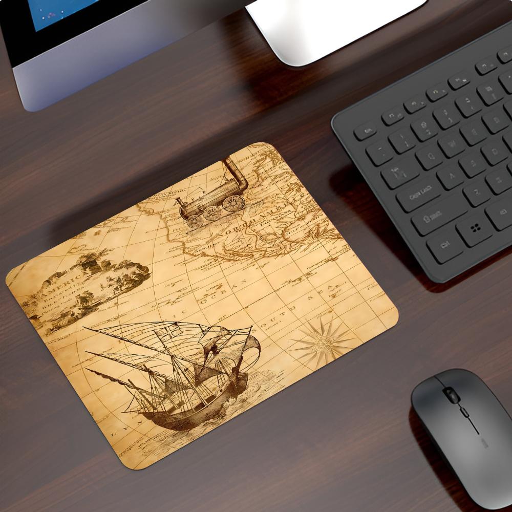 Retro Pirate Ship Nautical Map Mouse Pad Game mause pads Laptops Small Wrist Protector Supplies Desk Accessories Luxury Notebook