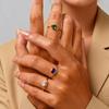 Luxurious Water Drop Zircon Ring 18K Gold Plated Stainless Steel Geometric Finger Ring for Women Chic Wedding Jewelry Gifts