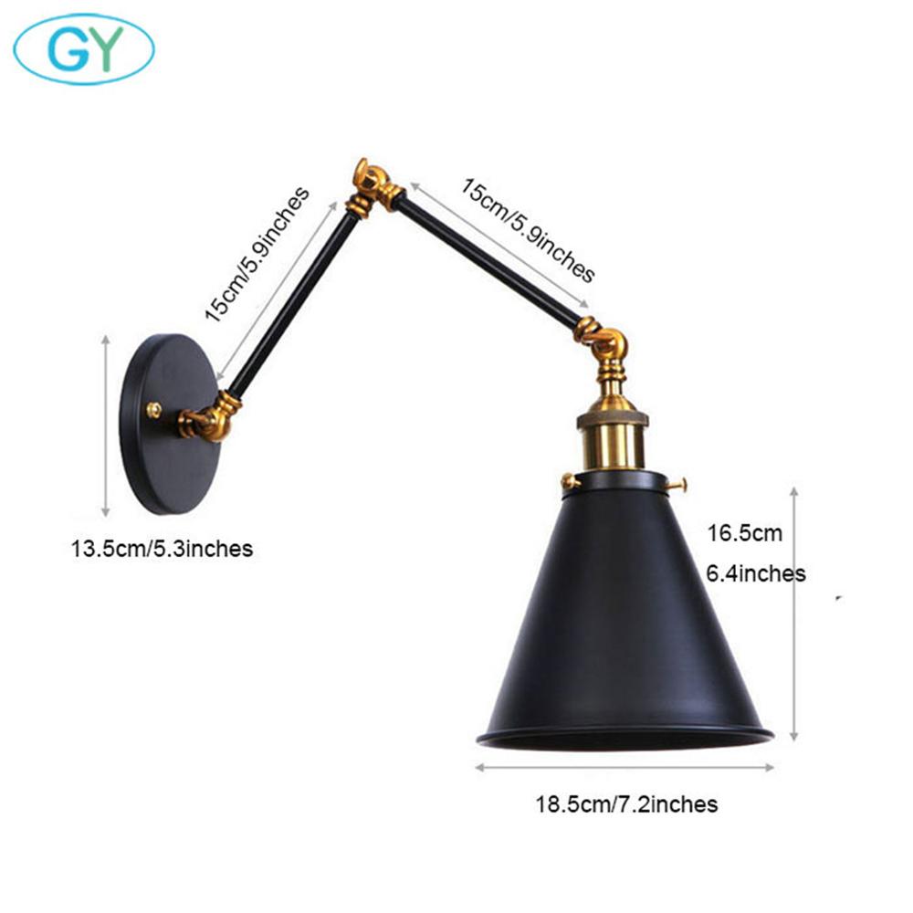 Adjustable Antique Industrial Long Swing Arm Black Wall Lamp Lights Brown Brass Retro Lighting For Bedroom Sconce Fixture