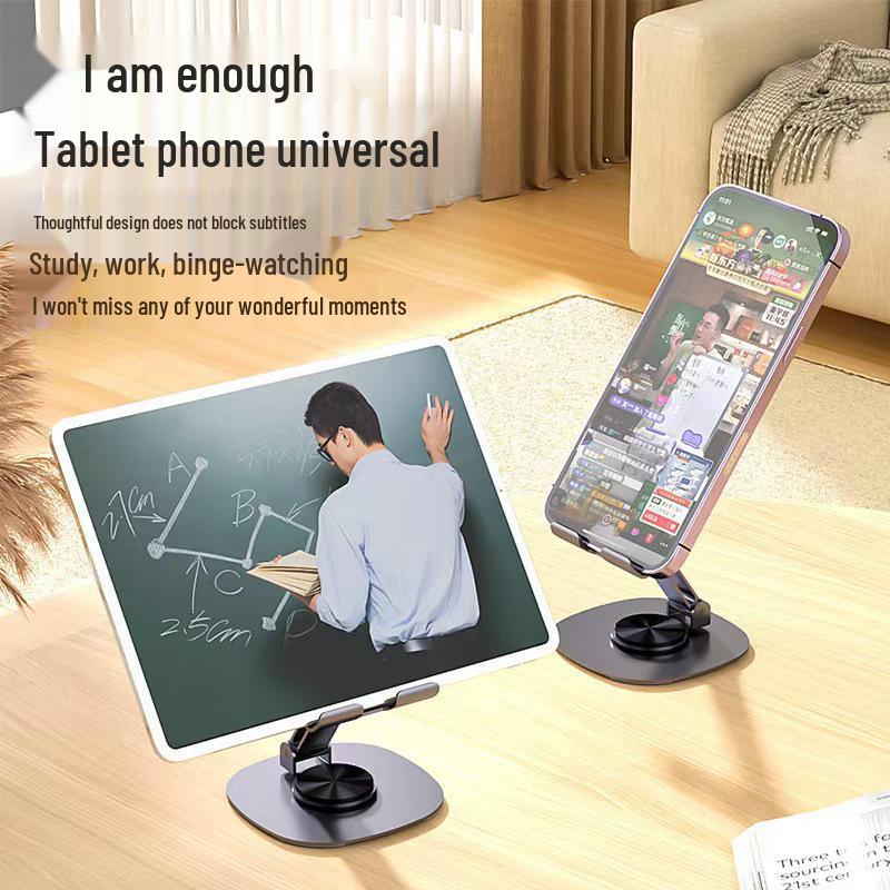 Universal 360° Rotating Metal Phone & Tablet Holder for Live Streaming, Binge-Watching, Learning, and More
