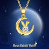 Moon Rabbit Gold Pendant Necklace: Year of the Rabbit Guardian Gift for Girlfriend