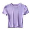 Women Casual Crop Top Summer Slim Fit Stretchy Solid Color Short Sleeve Waist Exposed Soft Breathable Lady T-shirt