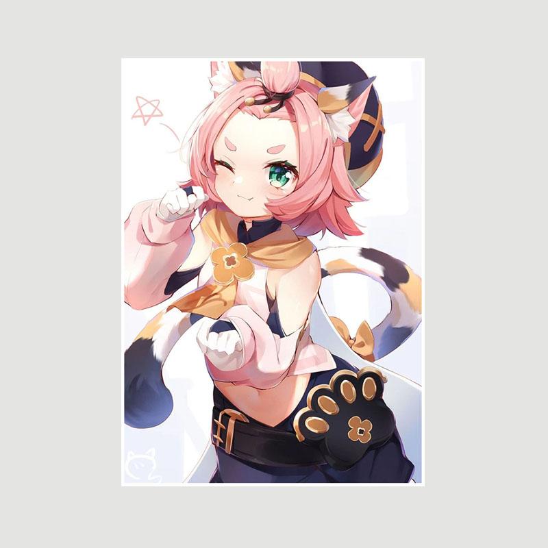 Genshin Impact Series Posters White Paper Anime Girl Poster Mural Home Decor Study Bedroom Bar Cafe Decoration Painting Wall Art Prints