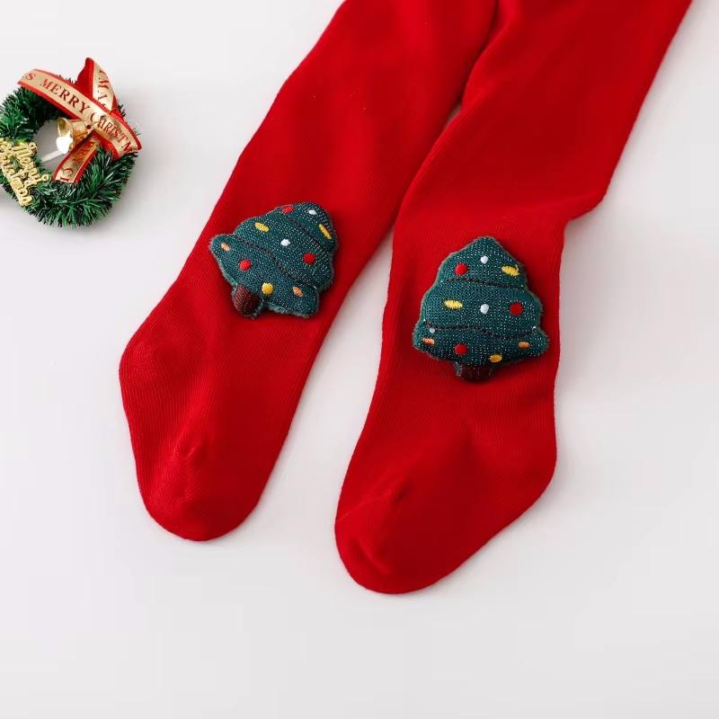 2piece/set Infant Baby Girl Tights Christmas Newborn Pantyhose for Girls Cotton Red Santa Claus Knitted Girls Stockings