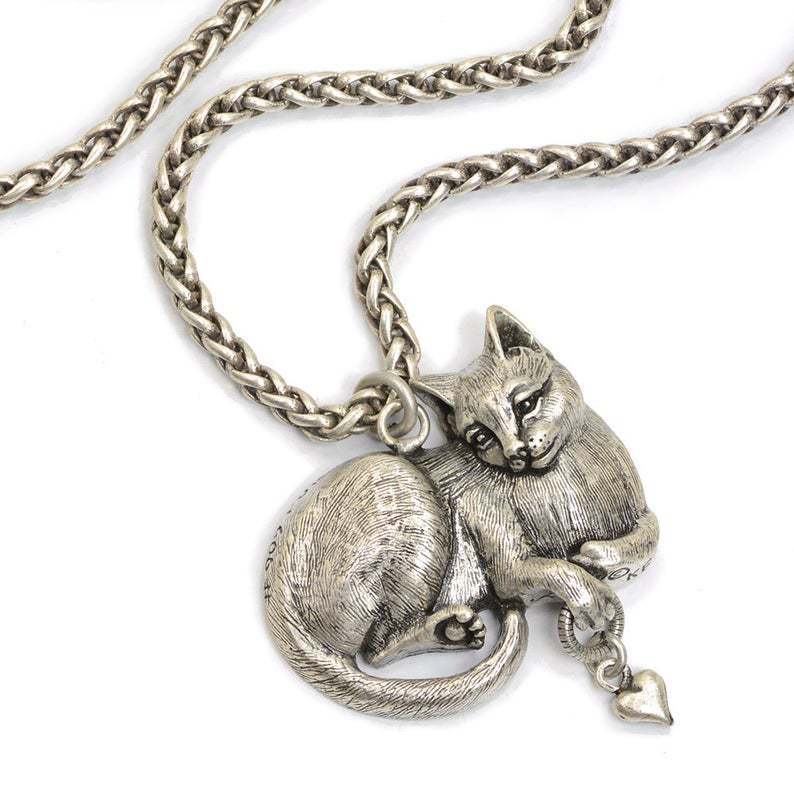 

New Retro Antique Gold /Silver Color Mysterious Animal Cat Miss Necklace for Men and Women Personalized Trendy Jewelry