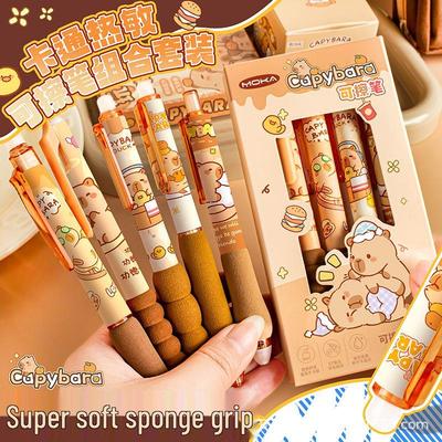 Capybara Radierbarer Gelstift mit Schwammhülle - Druckmechanik, Blaue Tinte