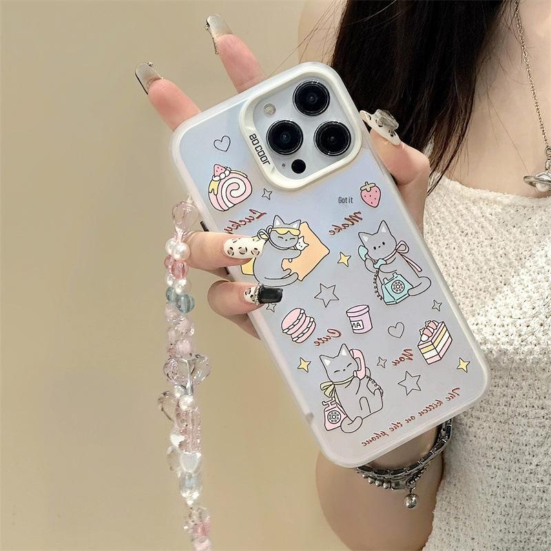 Frosted Laser Mobile Phone Case with Bracelet for iPhone 16 Pro, Apple 16, and Huawei Mate 60 Pro