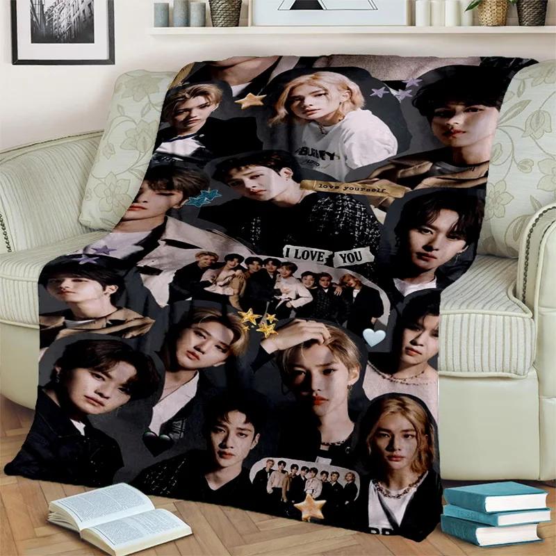 3D Kpop Stray Kids Korea Singer Blanket,Soft Throw Blanket for Home Bedroom Bed Sofa Picnic Travel Office Rest Cover Blanket Kid