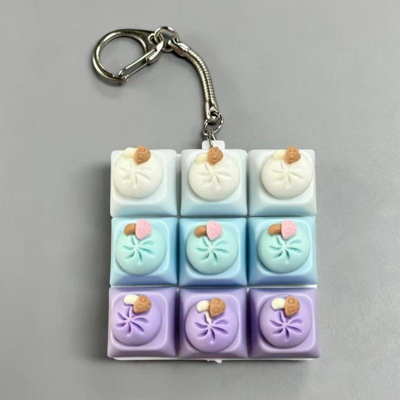 9 Keys Keyboard Fidget Keychain Keyboard Clicker Mechanical Keyboard Keyring Stress Relief Toys Gift For Girlfriend