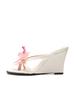 Fashion Romantic Vacation Orchid - Decor Mule Heels Women, Green Satin Toe - Post Shoes, Chic Beach Party Footwear