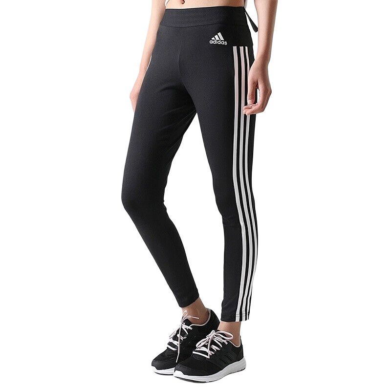 

Adidas Striped Slim Fit Logo Sports Long Pants Women Bottoms Black White BS4820 M