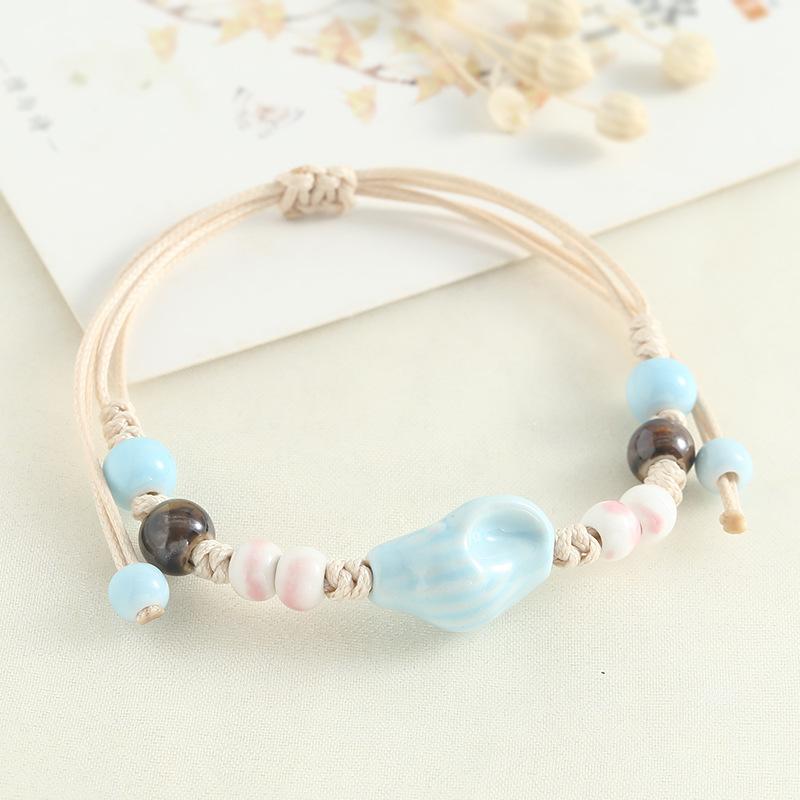 Cute Fashion Dopamine Jingdezhen Ceramic Beads Apple Bracelets for Women Girl Friend Hand-woven Adjustable Bracelet Jewelry Gift