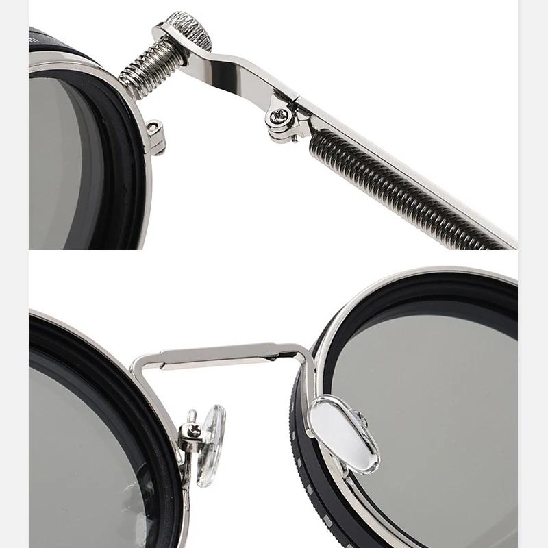 Round Sunglasses Men Women ND9 Adjustable Dimming Retro Punk Fishing Eyeglasses Outdoor Shades UV400 Protection