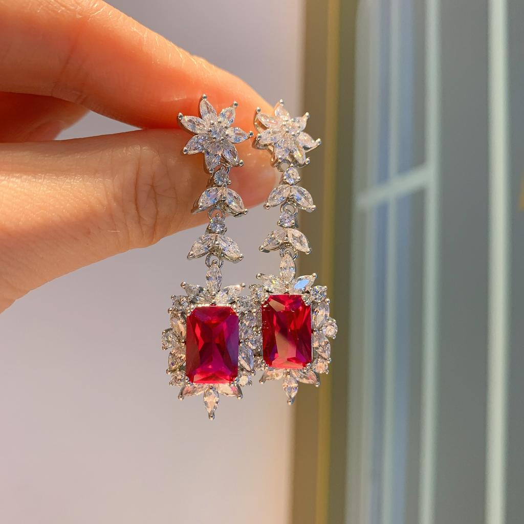 Color Simulation Jewelry Earrings Fashionable Paraiba Emerald Women Live Streaming