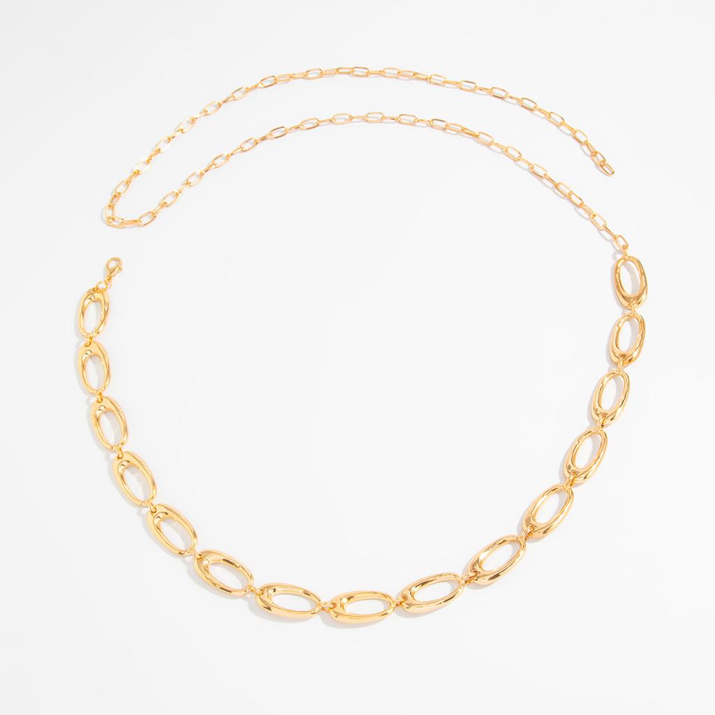 Simple Wind Metal Hollow Circular Splicing Waist Chain, Personalized Fashion Geometric Belt Body Chain