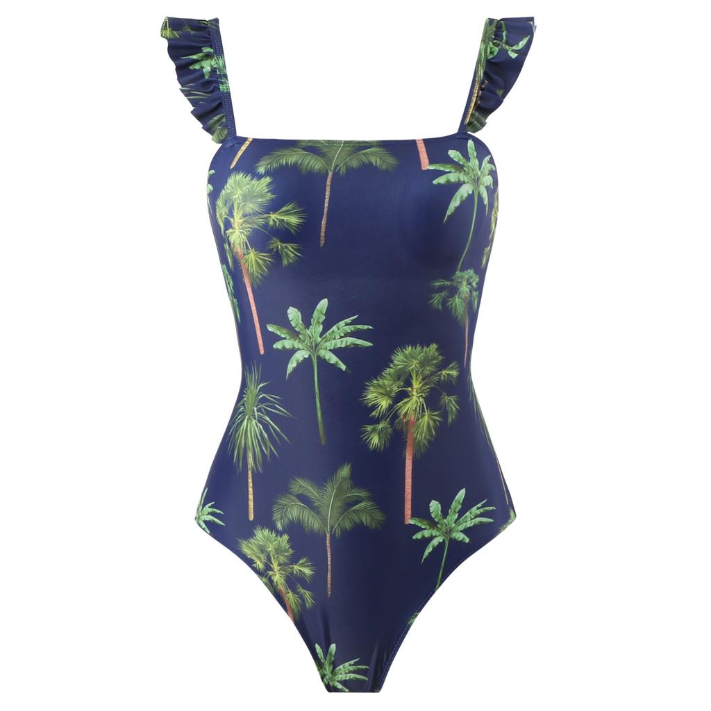 New Sexy New Printed One-piece Swimsuit Women's French Retro Style Swimsuit Set