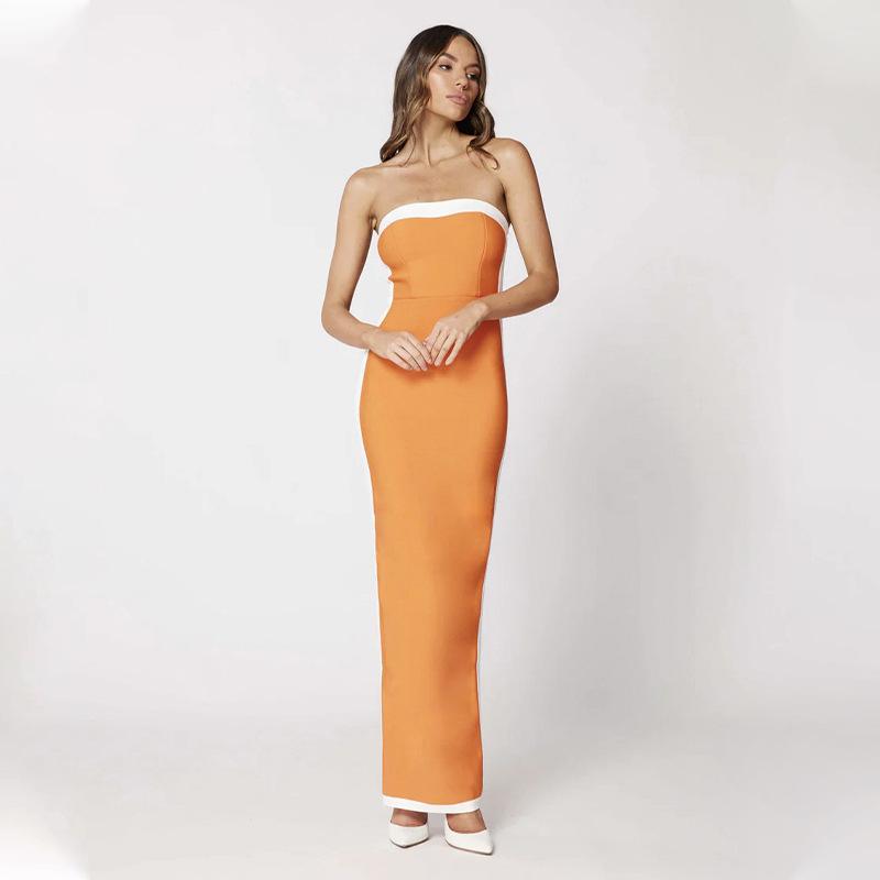 Rochie de seară elegantă în stil european și american, tip bandeau, cu bandaje