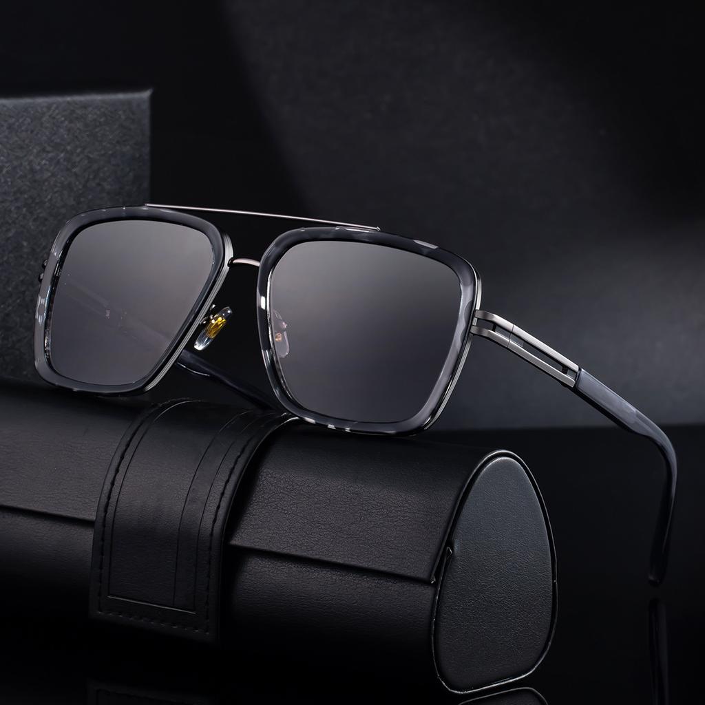 JYL TS Men's Retro Double-Bridge - Square Unique Sun Shades CY-98377