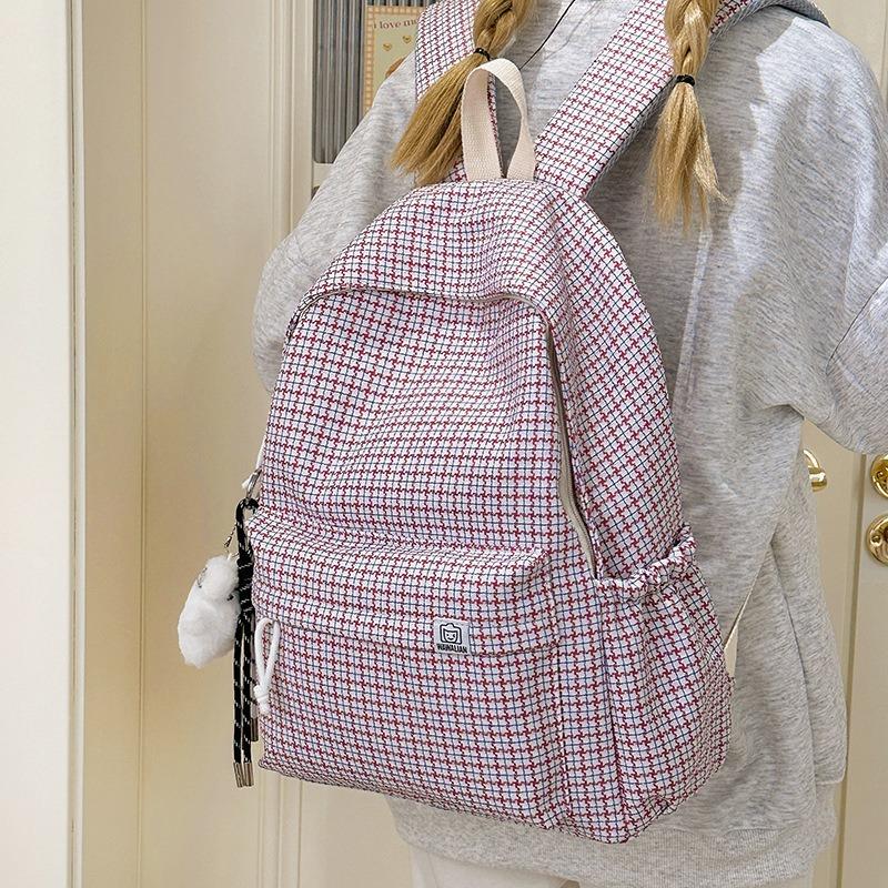 Casual small fresh plaid schoolbag female college student lightweight backpack versatile schoolbag