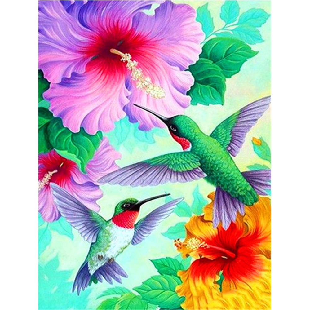Vollquadratischer runder Bohrer Diamantmalerei Vogel Tier Strass Kit 5D Diamant Stickerei Blume Bastelset Dekor für Zuhause