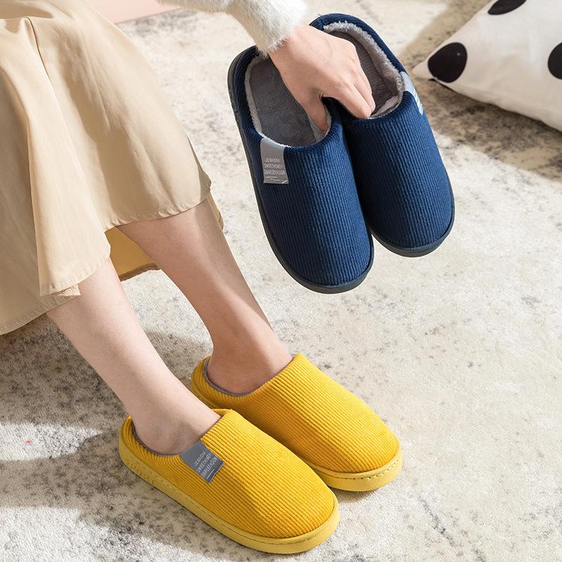 Cotton Slippers Autumn and Winter Couple Indoor Thick-soled Warm Home Shoes Non-slip Shoes Non-slip and Wear-resistant