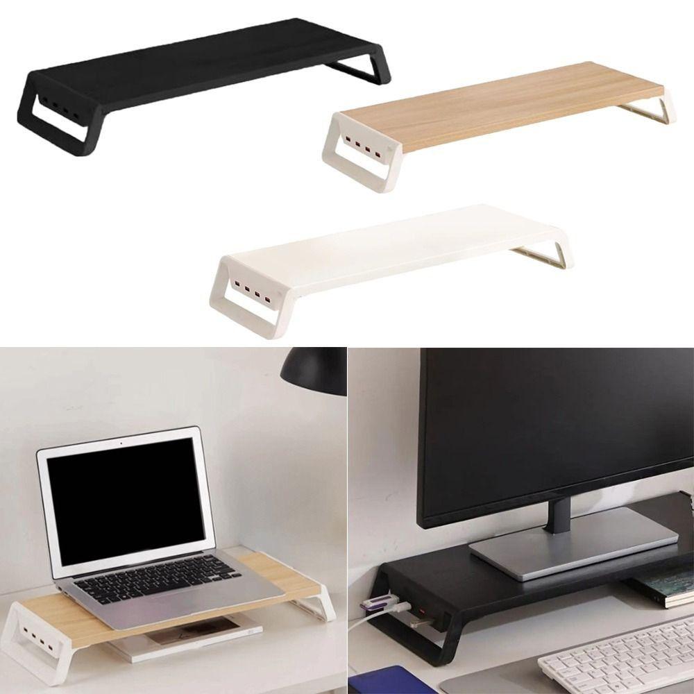 Thick Computer Heightening Rack with USB Ports Laptop Elevated  Stand  Desktop Organization