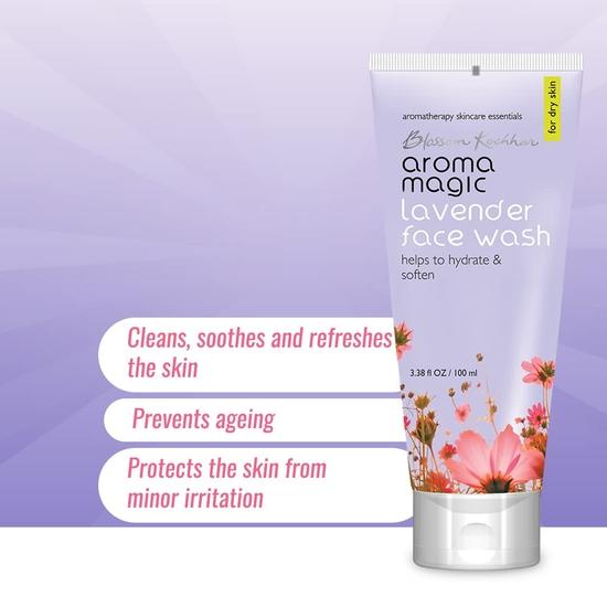 Aroma Magic Lavender Face Wash| Hydrates & Softens Skin| with Orange Extracts & Rose Essential Oil |Dry Skin –100ml Pack of 1