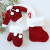 Hanging Stocking Socks, Santa Hat and Tree Ornaments Set, Festive Hanging Set for Holiday Display