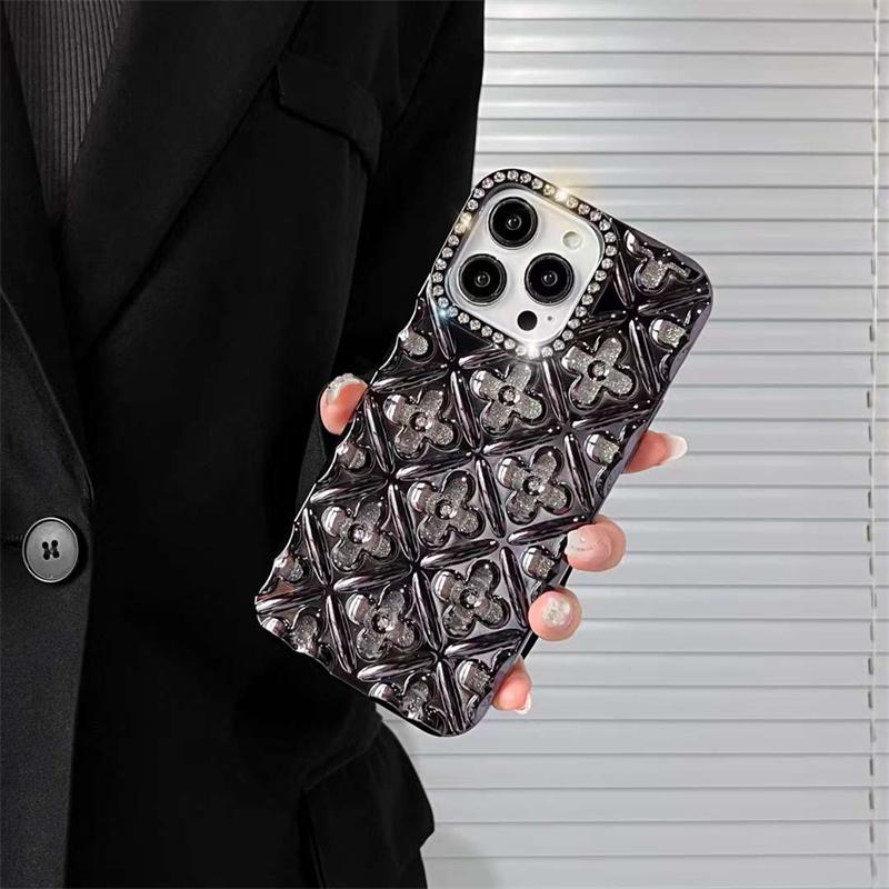 Luxury Electroplated Diamond Glitter Flower Phone Case For iPhone 16 15 14 13 12 11 Pro Max 16 15 14 13 12 Pro Soft TPU Cover