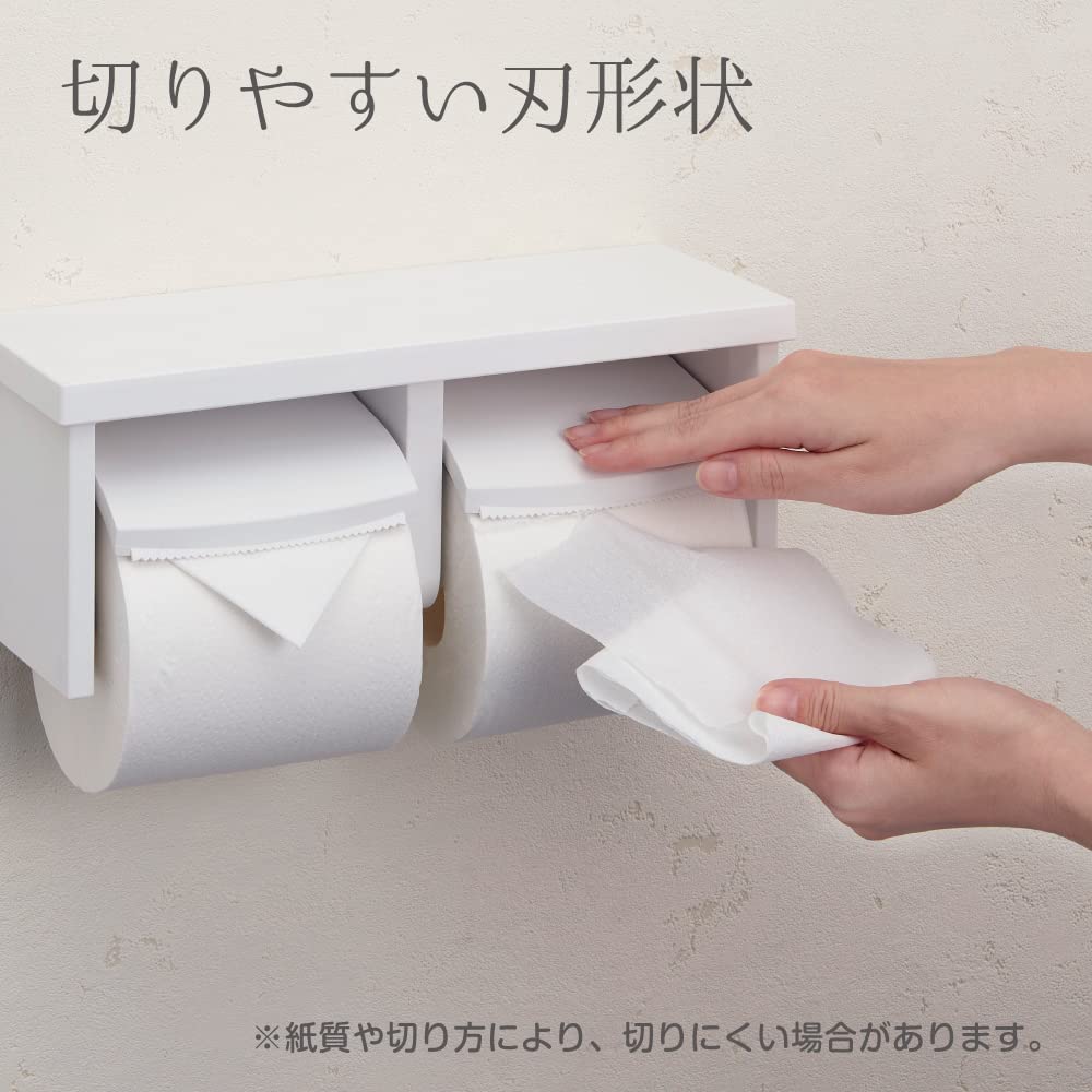 SANEI Double Paper Holder with Shelf, Resin Shelf, White, Small Item Storage, 5kg Weight Capacity, Screws Included, W2810-MW2