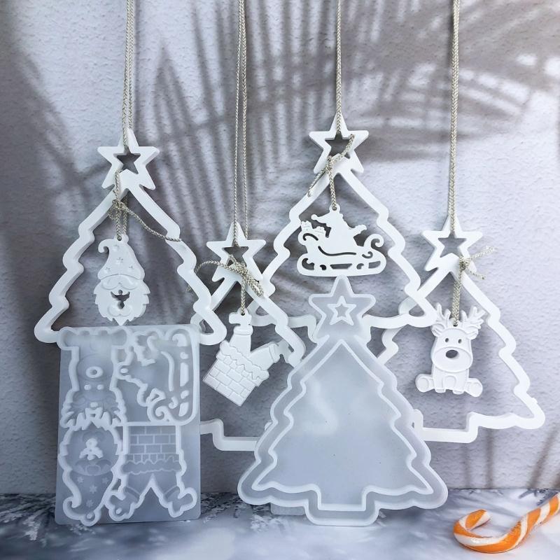 Set of 2 Festival Silicone Casting Moulds Earring Moulds Hand-Making Supplies for Christmas Decorations Easy to Use