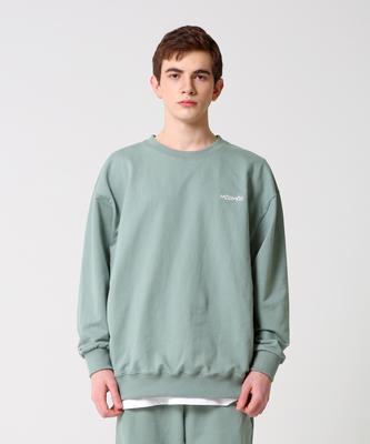 MOZMOZ Color Chip Mini Terry Oversized Embroidered Sweatshirt Olive