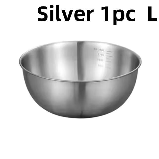 17/19/22CM Rustfritt Stål Salatskåler Egg Mel Miksebolle Frukt Grønnsak Nudelbeholder for Kjøkken Borddekning Bakeverktøy