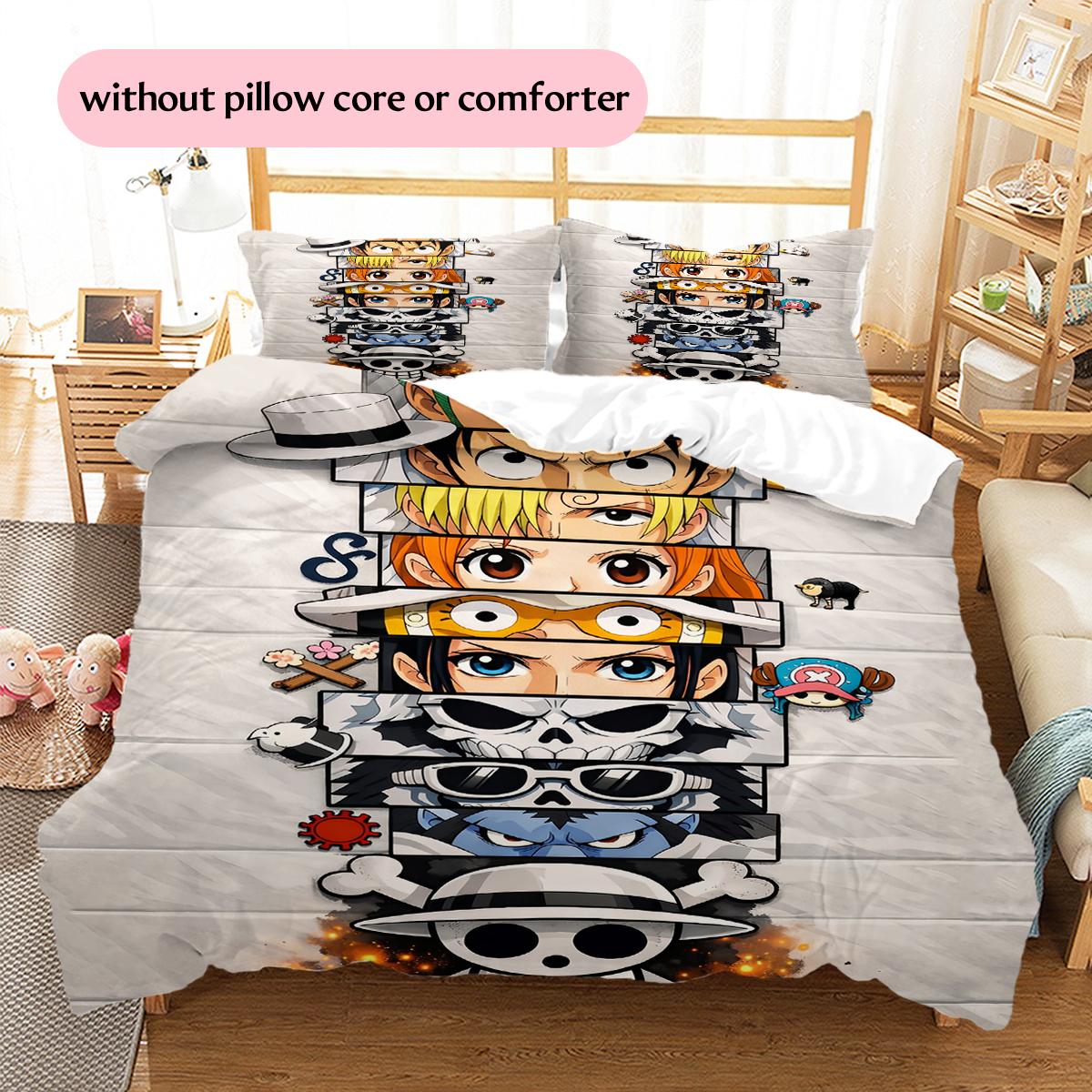One Piece Piece Pattern Bedding Quilt Set  Home Decoration  Gift (1 * duvet cover + 2 * pillowcase  without core) 135x200cm