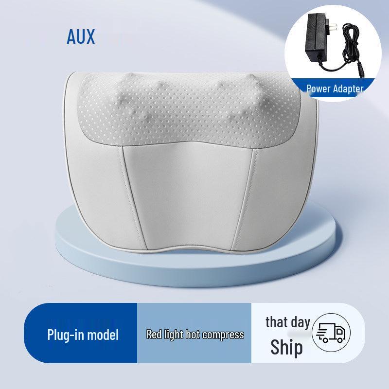 Aux Multifunctional Massage Pillow with Heat for Neck, Shoulder, Lumbar, and Cervical Relief